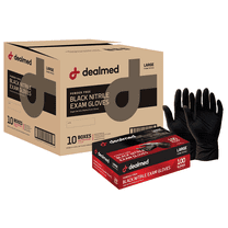 Dealmed Nitrile Exam Gloves, Black – 100 Count Disposable, Non-Irritating, Latex Free, Multi-Purpose for First Aid and Medical Facilities (Large, Case of 10)
