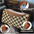 thumbnail image 3 of Vintage Makeup Bag for Women Retro Checkered Cosmetic Organizer Waterproof Handheld Storage Pouch Large Capacity Brown, 3 of 6