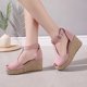 thumbnail image 5 of Sandalias de tacón de cuerda de cáñamo de verano con correa de tobillo para mujer a la moda Wmkox8yii shjk945, 5 of 7