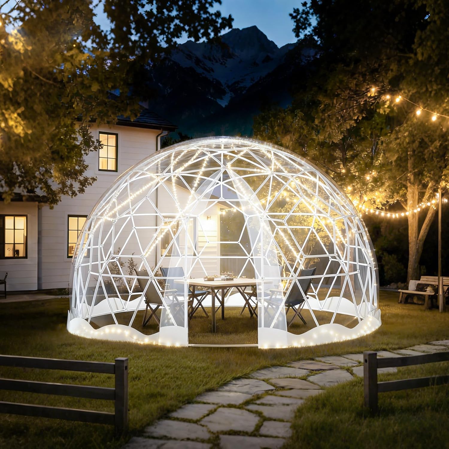 Esheno Large Garden Dome Tent 15x9.5 ft PVC Greenhouse for 8-12 Person Waterproof Clear Tent with Window for Wedding Party Camping Christmas White