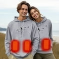 thumbnail image 2 of Couple's Keep Warm Hoodies Winter 5 Heating Usb Heating Hooded Loose Unisex Casual Zipper Heart Sweatshirts for Mens and Womens D-Grey S, 2 of 7