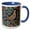 Blue/White, variant on 3drose, Pigeon Dove Bird William Morris Style Botanical Red Green Woodland, 15oz Two-tone Black Mug
