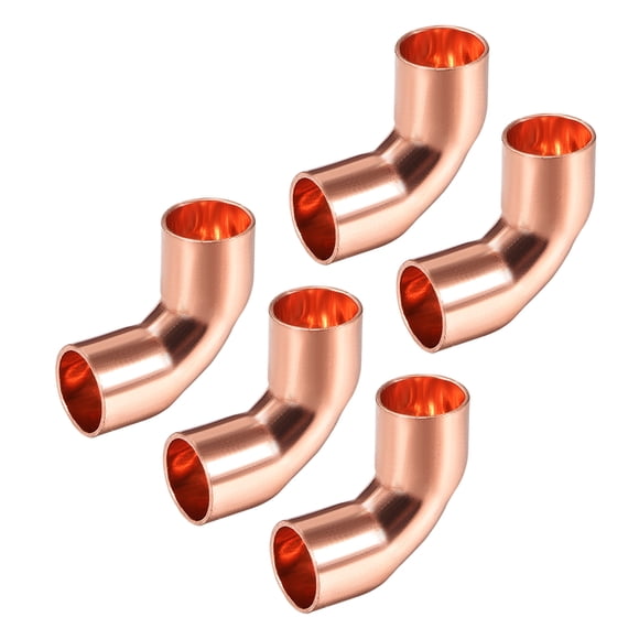 Codo de cobre de 90 grados ID 9.53 mm, conector de tubo de cobre de giro corto para plomería, paquete de 5