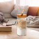 thumbnail image 5 of Vaso de cristal con pajita de calor 400ML Vaso de bebida fría Vaso de zumo con tapa Vaso de leche Textura de cristal Adecuado para uso de bebidas Taza de café, 5 of 7