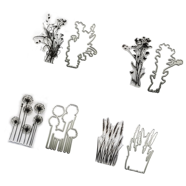 Seitruly Paquete de 4 sellos de plástico plantas explícitas accesorios de oficina exquisito estampado sello impresiones Kit decoraciones estampadora en Suministros de escritura y corrección