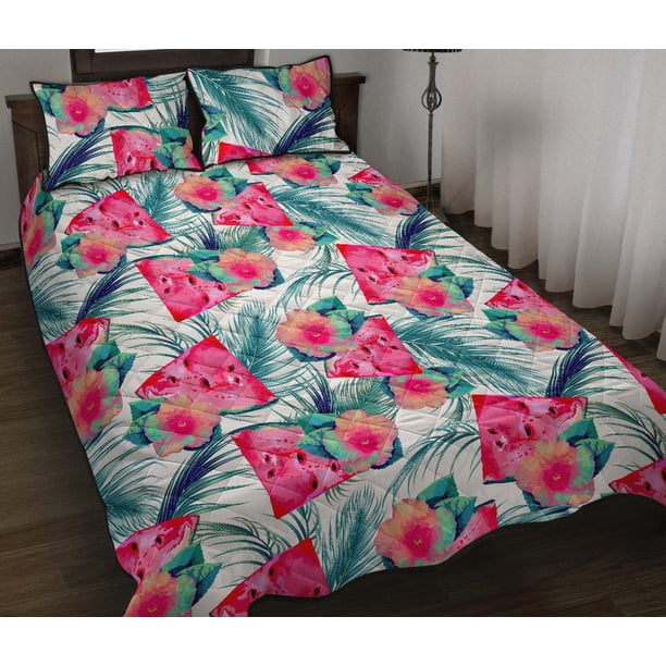 Juego de cama edredón con estampado de flores de sandía