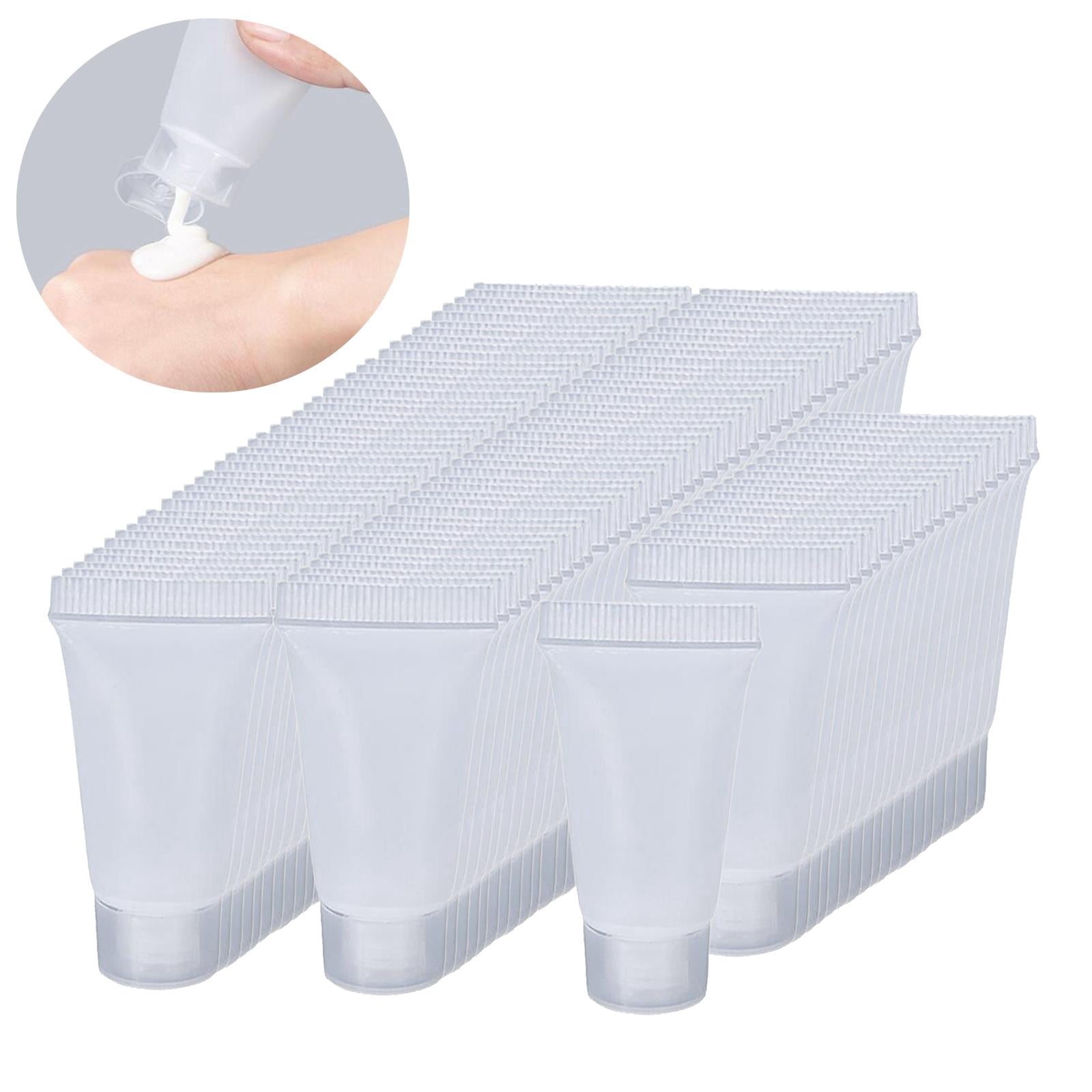 EHJRE 100Pcs Empty Bottle 5ml with Caps Refillable Portable Plastic .Container . .Shampoo Squeeze Bottle .Hand Lotion Travel - glossy white