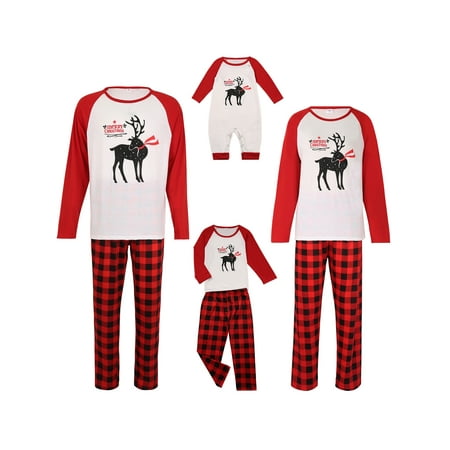 

Afunbaby Family Matching Christmas Pajamas Set Bear Long Sleeve Tops Pants 2PCS Christmas PJs Xmas Sleepwear Homewear