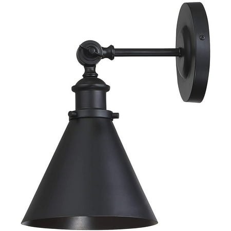 

Modern Farmhouse Matte Black Barn Light with a Metal Conical Shade Vintage Retro Wall Sconce