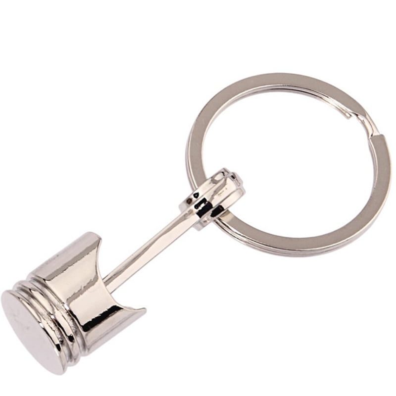 Metal Piston Car Keychain Keyfob Engine Fob Key Chain Ring keyring Silver New 