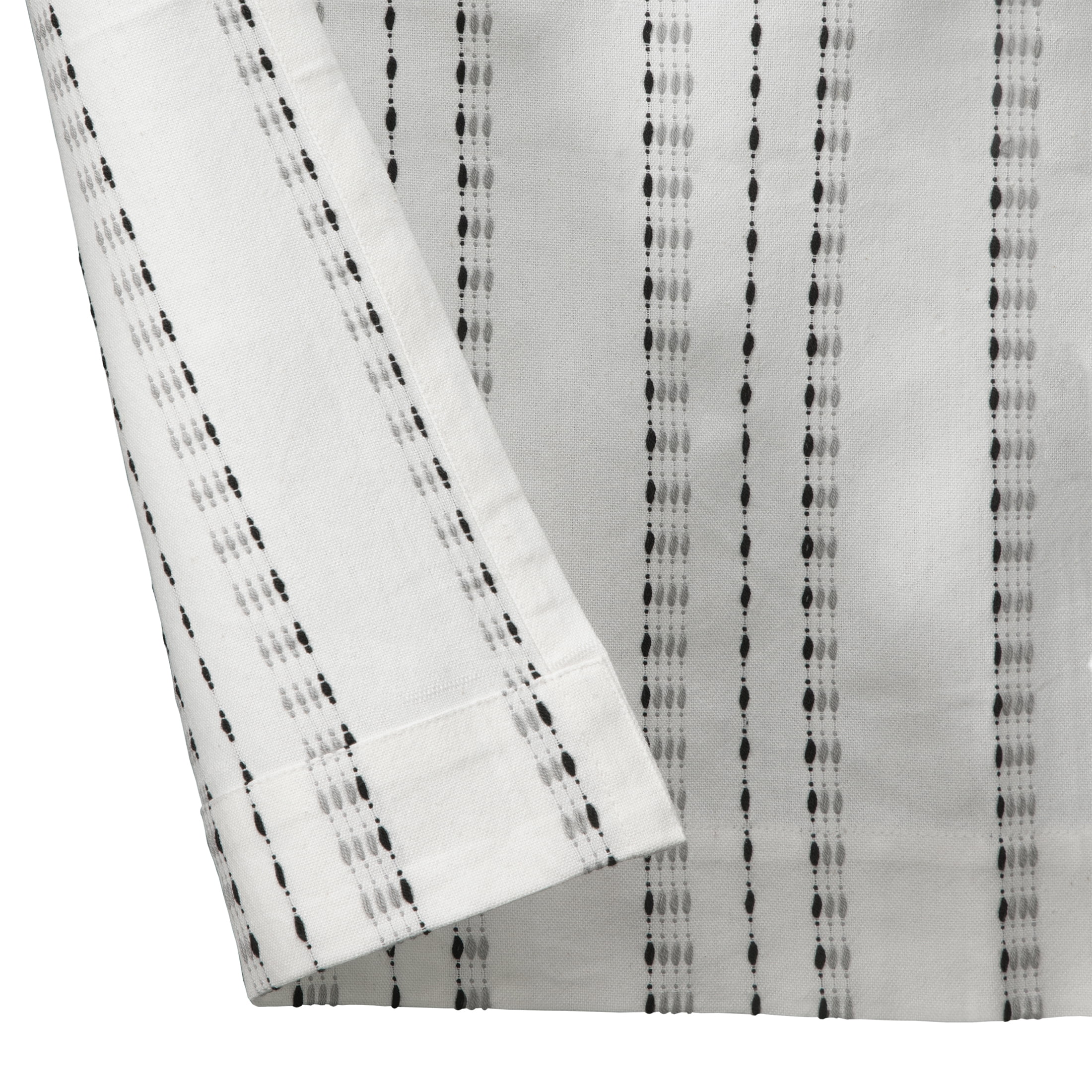 (2 pack) Better Homes & Gardens Luna 3-Piece Ivory/Black Pick Stitch Stripe Kitchen Curtain Set