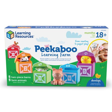 Learning Resources Peekaboo Learning Farm - 10 Piece Boys and Girls Ages 18 24mos+ Toddler Learning Toy Educational Toys