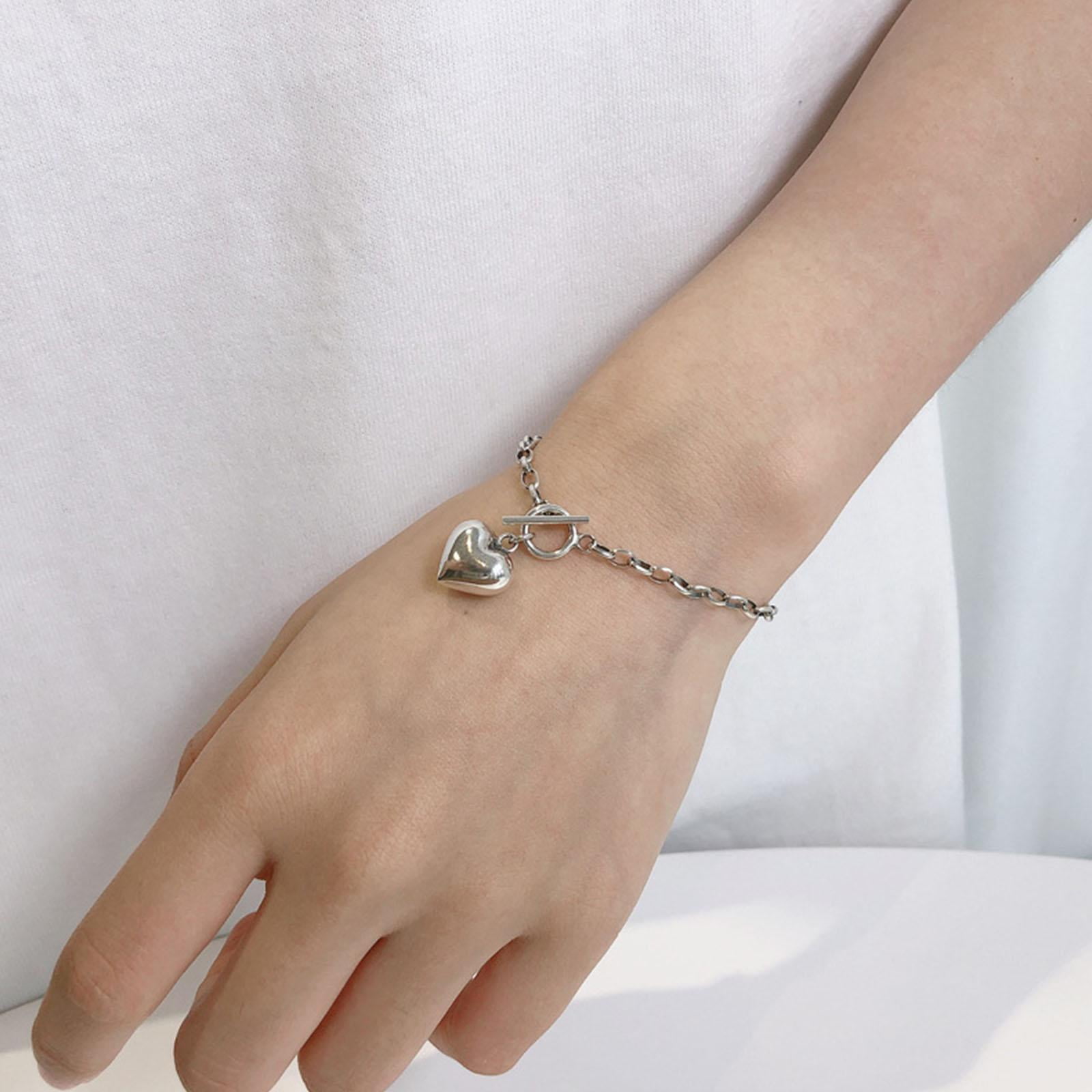 Bracelet En Argent Sterling 925 Avec Charm Cœur - Fait Main, Empilable, Sans Nickel, Neuf Avec étiquettes