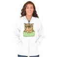 thumbnail image 3 of Cat with Classes Cute Kitty Free Hugs Womens Plus Size Graphic Zipper Hoodie Brisco Brands 2X, 3 of 5