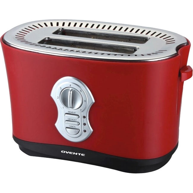 Ovente 2 Slice Toaster, Metallic Red, 2250M
