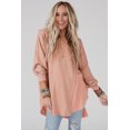 thumbnail image 5 of Blouse Cintrée pour Femmes à Ourlet Brut Haut Bas Surdimensionné, 5 of 5