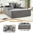 thumbnail image 3 of 67.3" Oversized Chaise Lounge Chair Indoor Corduroy Upholstered Boneless Couch Sofa Bed with 3 Pillows for Living Room Bedroom,Grey, 3 of 9