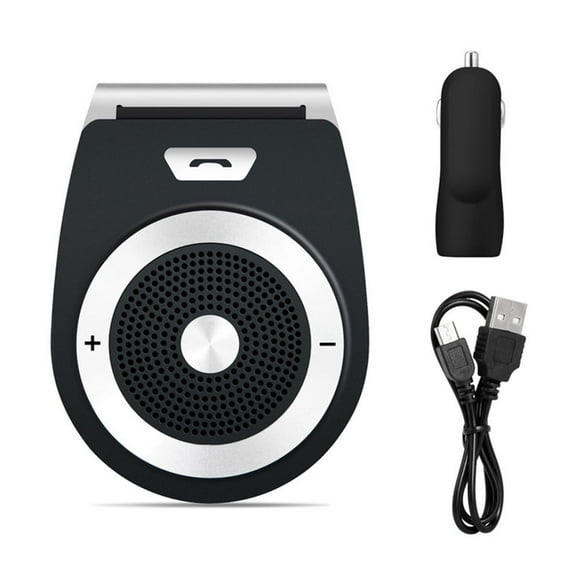 JUNWELL Bluetooth Handsfree Speakerphone for Cell Phone Wireless Car Speaker AUTO Power ON Car Receiver Sun Visor Music Player Adapter Built-in Microphone for Hands-Free Talking BLACK