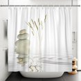 thumbnail image 4 of Asian Zen Stone Shower Curtain Spa Pebble Grass Reflection in Water Simple Japanese Bathroom Decor for Meditation 72x84 Inch Waterproof Fabric with Hooks, 4 of 5