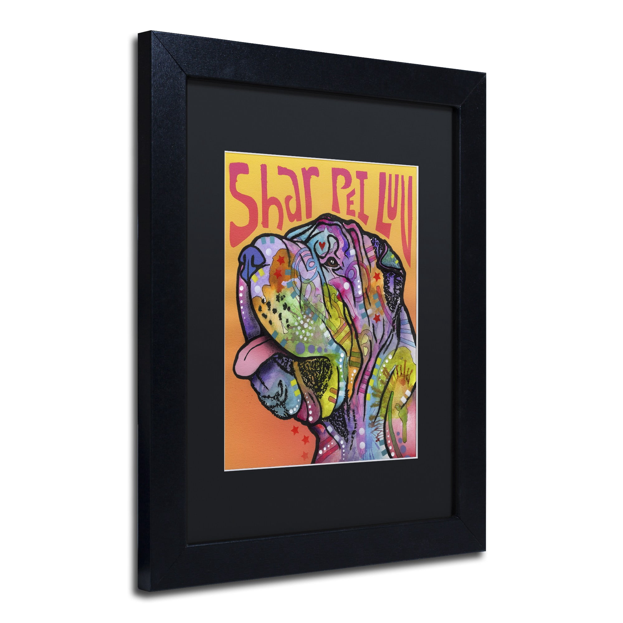 Trademark Fine Art 'Shar Pei Love' Canvas Art by Dean Russo, Black Matte, Black Frame