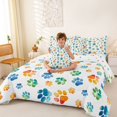 thumbnail image 4 of Homewish Colorful Dog Paw 7-Piece King Bedding,Cartoon Pet Themed King Bed in a Bag,Orange Blue,Polkadot Reversible, 4 of 8