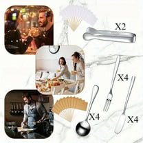 Charcuterie Accessories Set - Stainless Steel Cheese & Butter Spreader Knives with Mini Serving Tongs, Spoons and Forks for Appetizers, Pastry Boards (Silver)