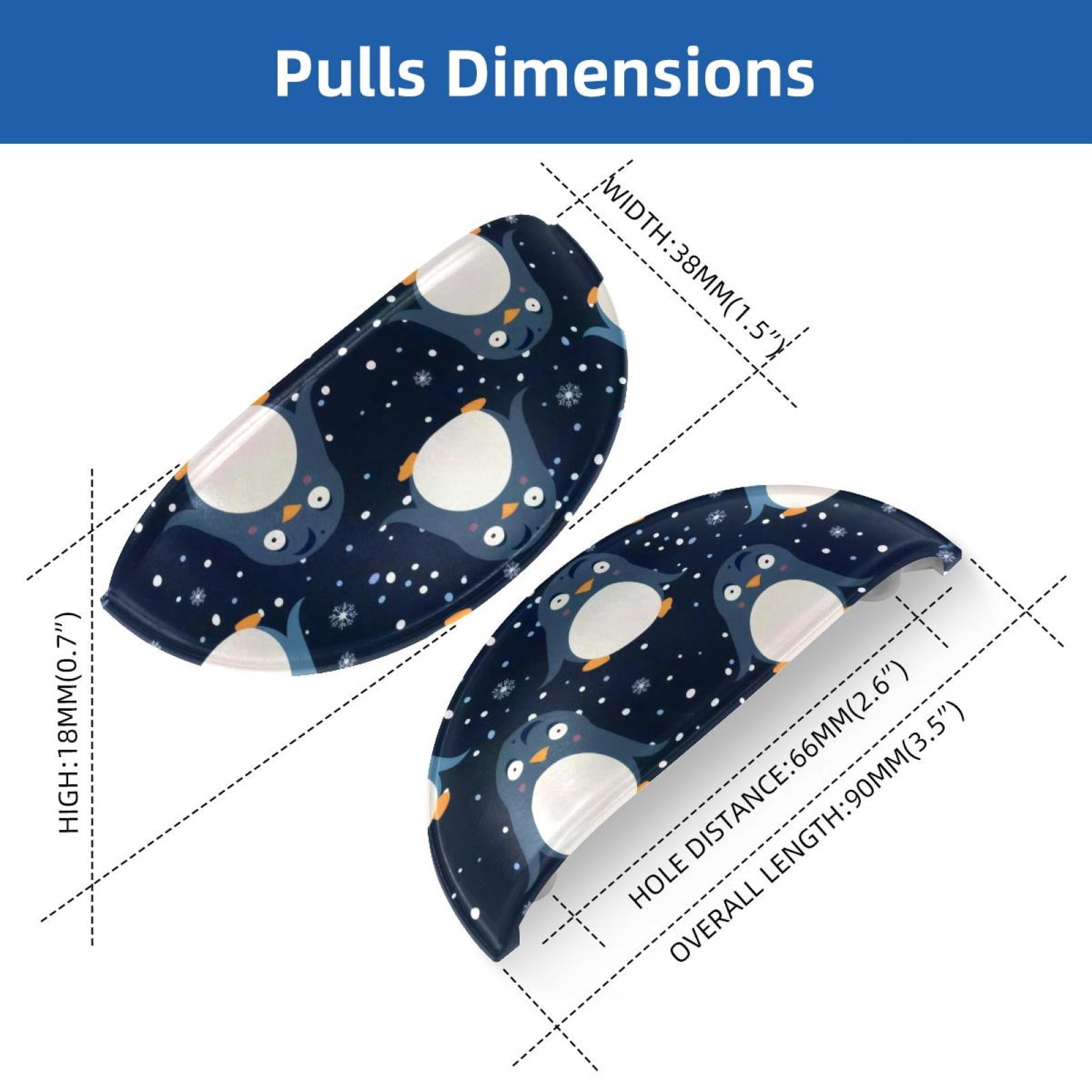 PhooArto 6 Pcs Cup Drawer Pulls, Cute Penguin Pattern Shell Shape Handles Cabinet Knobs for Dresser Cupboard Closet Wardrobe with Screws
