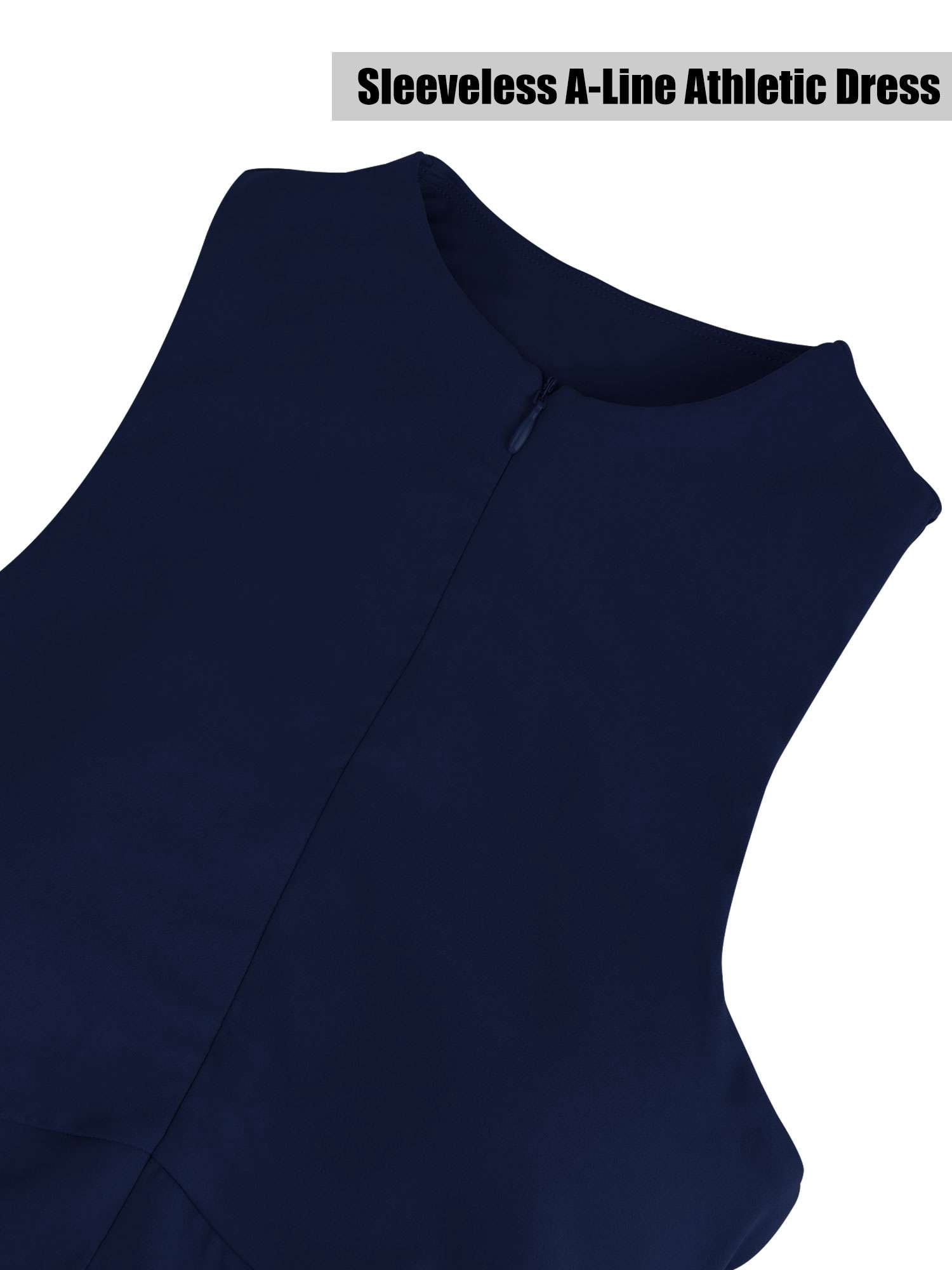 Deago Tennis Dress for Women Sleeveless Golf Dresses with Built-in Bra Shorts and Pockets Slim Fit Zip Up High Neck Golf Outfits (Navy, XL)