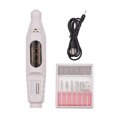 thumbnail image 1 of Lápiz eléctrico portátil para manicura USB con velocidad ajustable de 3000 a 20000 RPM, incluye 6 cabezales de pulido y 6 bandas de lijado, carga por cable USB, disponible en color blanco., 1 of 7