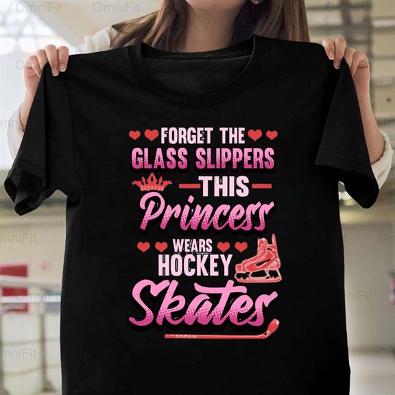 OmniFit26 Ice Hockey Princess Saying Graphic, Girl Sport Player Royalty, Female Fan Design T-Shirt, for Unisex, up to size 5XL.