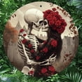 thumbnail image 2 of HELLOYOUNG Valentine's Day Love Skull Aluminum Wall Art, 8x8 Inch Vintage Round Metal Sign, HD Print for Home Office Decor, 2 of 12