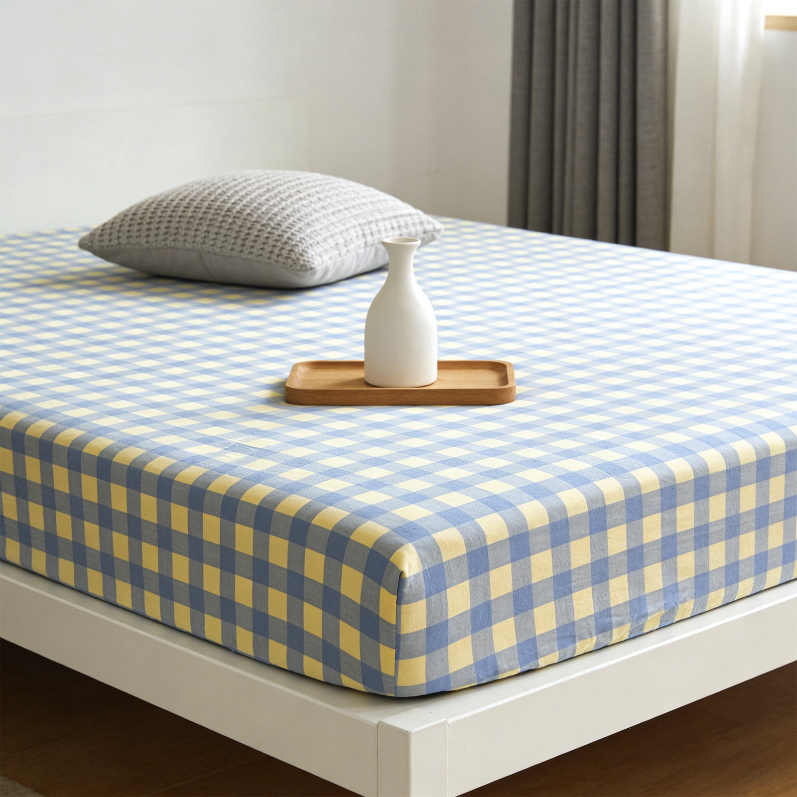Ikohbadg Soft Polyester Fitted Sheet for Double Bed, Non-Slip Mattress Cover, All-Inclusive Bed Protection, Suitable for Children and Pets, Easy Care, Stain & Wrinkle Resistant