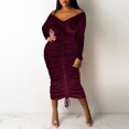 thumbnail image 4 of Sngxgn Women's Turtleneck Sweater Dress Long Sleeve Ribbed Knit Stretch Midi Bodycon Dresses(Purple,XXL), 4 of 9
