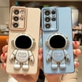thumbnail image 5 of Samsung Galaxy S21 Ultra 5g 6.8" 6D Plating Cute Astronaut Hidden Kickstand Phone Case Luxury Cute Heart Pattren Camera Protection Cover Soft Silicone Shockproof Stand Holder Bumper (Blue), 5 of 10