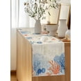thumbnail image 5 of Ocean Corals Table Runner, Summer Beach Coral Sea Stars Retro Texture Cotton Linen Kitchen Table Decoration Washable Dining Tabletop Runners for Home Party Decor 13x90 Inches, 5 of 9