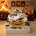 thumbnail image 5 of Erosebridal Haunted House Twin Sheets, Black Cat Bedding, Wheat Orange, Black Reversible, 3pcs, 1 Flat Sheet, 1 Fitted Sheet and 1 Pillowcase, 5 of 6