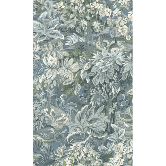 Blue Floral Foliage Floral Wallpaper