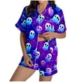 thumbnail image 2 of Kilaqueen Spooky Plus Size Pajamas for Women Set Casual Soft Comfy Fall Pajamas Halloween Pajamas Button Down Shirts with Bottoms 2 Piece Pjs Sets, 2 of 6