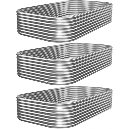 3 Galvanized Raised Garden Bed Outdoor Metal For Vegetables Above Ground Box Flower Steel Beds Gardening - 3x2ft