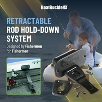 24-Inch Self-Retracting Fishing Rod Holder for Boat, Retractable Tie Down Rod Straps for Deck Mount/Gunwale