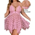 thumbnail image 2 of Avidlove Women Plus Size Lingerie Front Open Nighty Lace Chemise Sleepwear Deep V Mesh Nightdress, 2 of 4