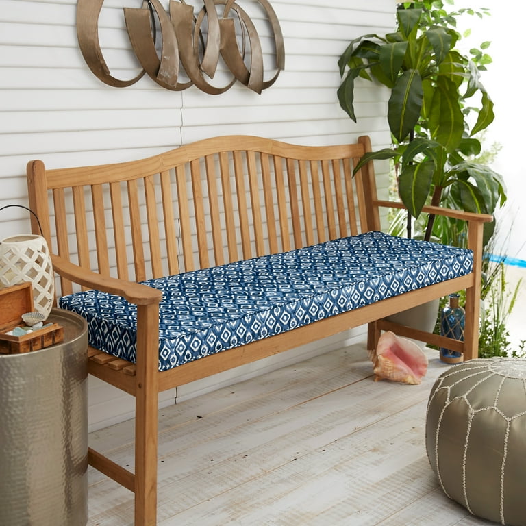 Sunbrella Graphic Indigo and Navy Indoor/ Outdoor Corded Bench