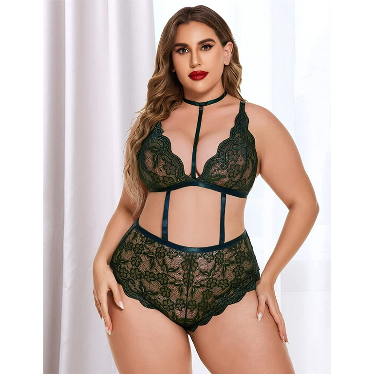 Avidlove Lace Teddy Lingerie for Women Sexy Lace One Piece Plus