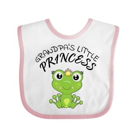 

Inktastic Grandpa s Little Princess- Cute Frog Gift Baby Girl Bib