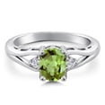 thumbnail image 3 of Gem Stone King 925 Sterling Silver Green Peridot and White Lab Grown Diamond 3 Stone Engagement Ring for Women | 1.50 Cttw | Oval 8X6MM | Round 2MM | Gemstone August Birthstone | Size 8, 3 of 6