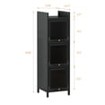 thumbnail image 2 of Modern Three-tier Glass Door Cabinet with Featuring Four-tier Storage, for Entryway Living Room Bathroom Dining Room,Matte Gray, 2 of 7
