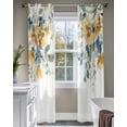 thumbnail image 4 of Blue Yellow Spring Floral Sheer Curtains 84 Inch Length 2 Panels Set for Living Room/Bedroom, Watercolor Botanical Summer Kitchen Curtains Grommet Semi-Sheer Curtains Window Treatments 52"x84"x2, 4 of 7