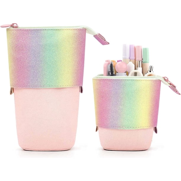 Boba Lindo estuche de pie para niños, caja de lápices emergente, bolsa de maquillaje, regalo de Navidad para niños, organizador de bolígrafos, bolsa de cosméticos, papelería Kawaii (rosa)