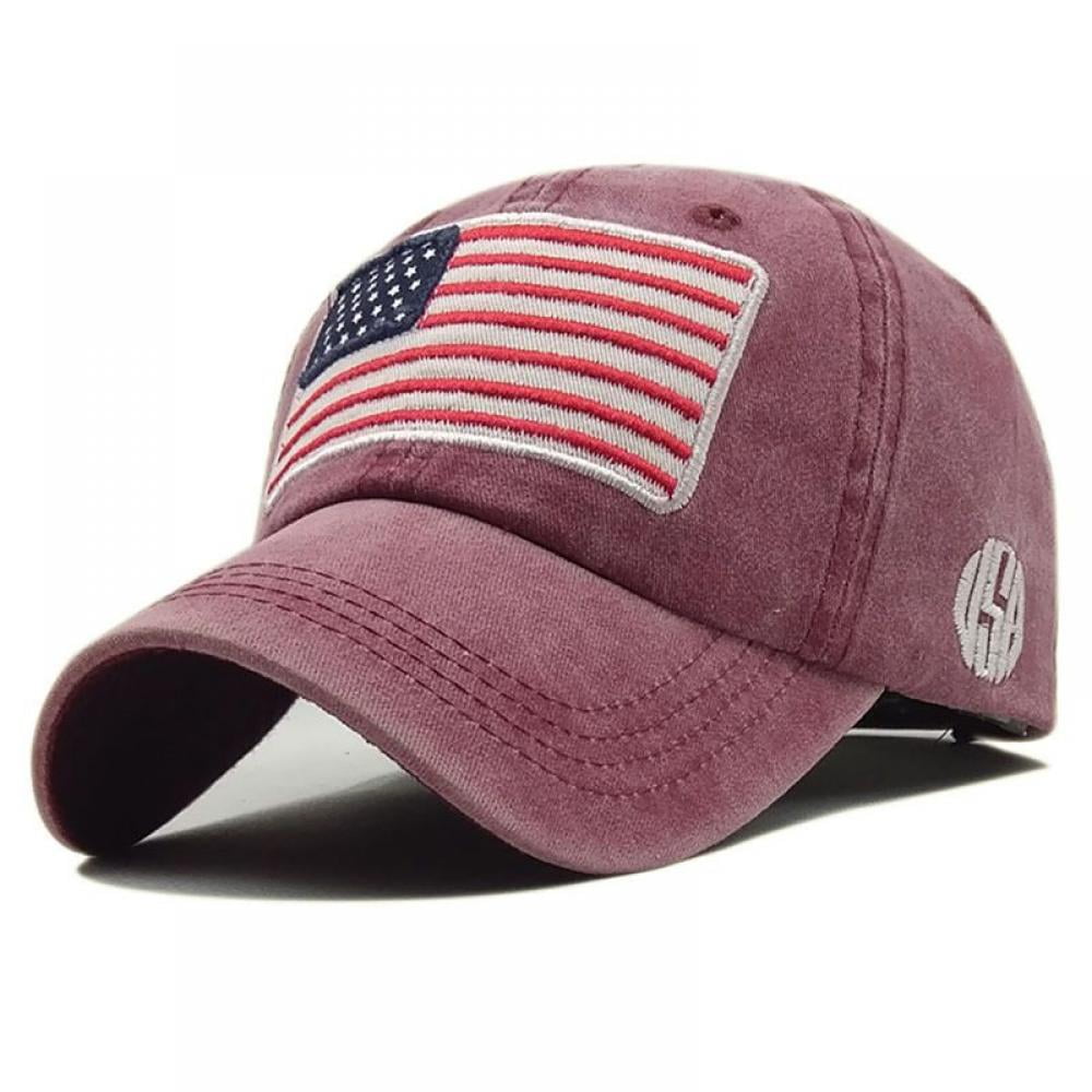 American Flag Hats Vintage Washed Distressed Cotton Dad Hat Baseball Cap Adjustable Trucker Unisex Style Headwear 