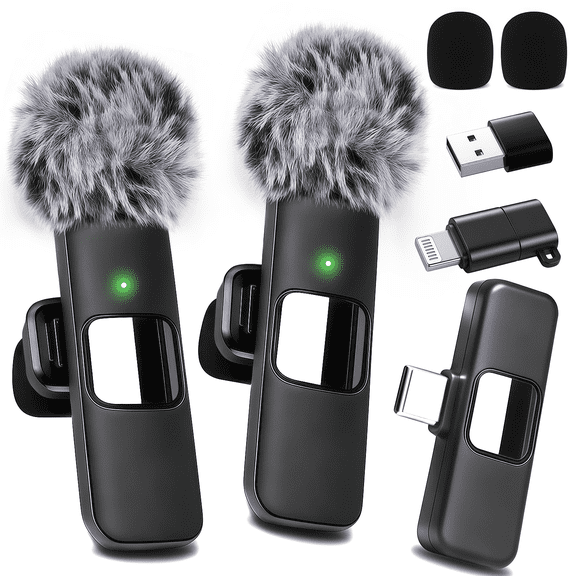Wireless Lavalier Microphone, Noise Reduction Clip-On Lapel Mic for iPhone iPad Android, Plug & Play Mini Mic for Video Recording Interview Podcast YouTube TikTok Vlog